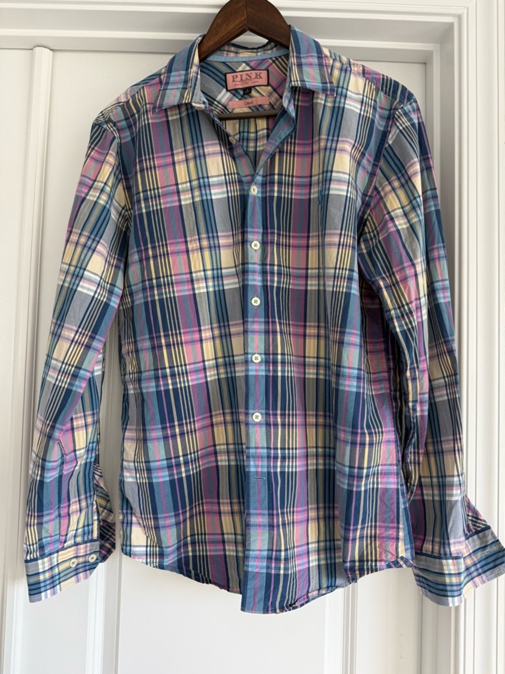 Thomas Pink Plaid Button-Down Shirt - Blue, Pink & Cream